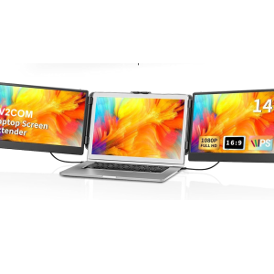 V2COM S2 Laptop Triple Screen Extender - 14 Inch Ips Fhd 1080p Hdmi/usb-a/type-c Monitor