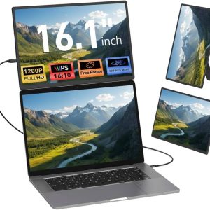 N2 V2com Laptop Screen Extender Monitor Portable - 16.1'' Fhd 1200p Portable Screen 360° Rotating